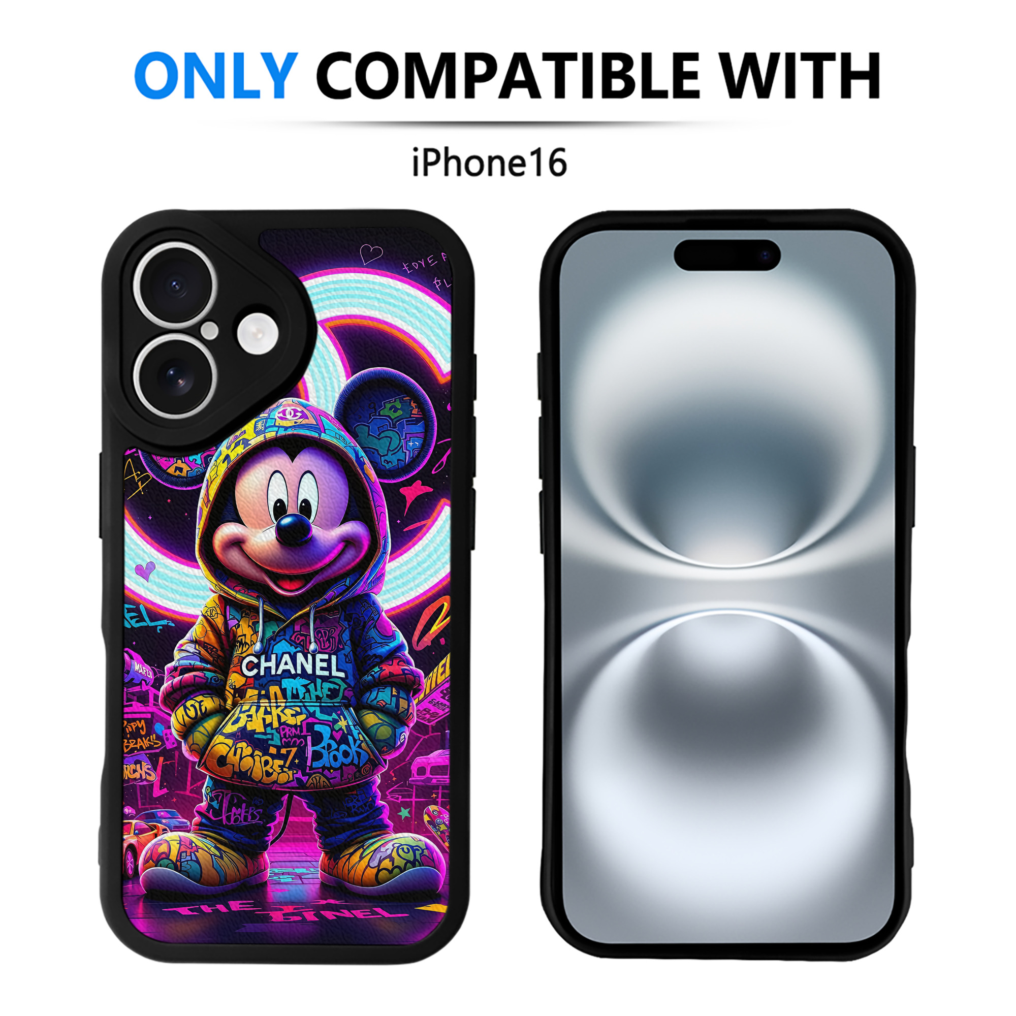 （画像用） ミッキーマウス Mickey Mouse 【iPhone 16シリーズ対応】シリコンスマホケース（レザー調） 材質：シリコン
